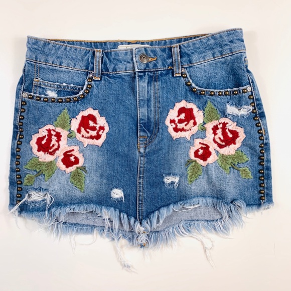 FREE PEOPLE Wild Rose Embroidered Miniskirt - Picture 5 of 10